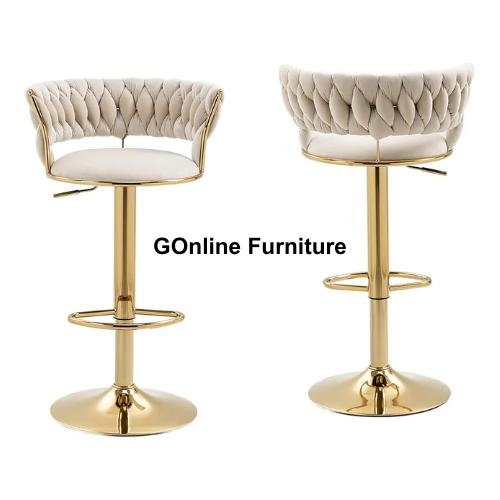 Gambar Kursi bar stool kaki gold emas mewah kitchen island cafe bludruDETAIL PRODUK Tinggi Dudukan : 60cm - 80cm Lebar Dudukan : 40cm Tebal Dudukan : 6cm Tinggi Sandaran : 20cm Lebar Sandaran : 52cm Diameter Piringan : 38cm Bahan Dudukan : Bludru Bahan Kerangka - Cream dari Gonline Furniture undefined Tokopedia