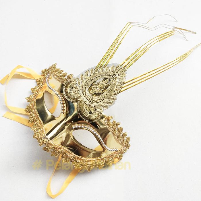 Gambar Party Masquerade Mask Varian / Topeng Pesta Dewasa / Anak / Pria / Wanita - Merak Gold dari Pelangi Mainan undefined Tokopedia