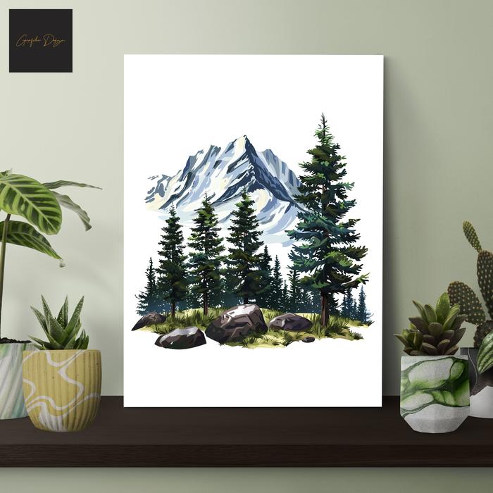 Gambar Pajangan Dinding / Hiasan Dinding Lukisan Pemandangan Gunung Dekorasi Ruang Tamu Kantor - Motif 1 dari Grafika Design undefined 5 Tokopedia