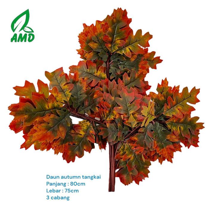 Gambar Daun Autumn Tangkai Sintetis Artificial Ekonomis - Orange dari AMD Grass Bali undefined Tokopedia