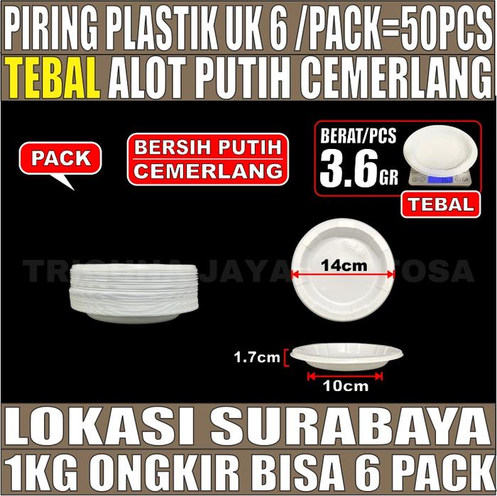 Gambar Piring Plastik Tebal Putih Bersih Cemerlang P6 Uk6 Kecil / P7 Uk7 Sedang / P9 Uk9 Besar U Makan Pack SBY - P6 Kecil dari Triguna Jaya Surabaya undefined Tokopedia