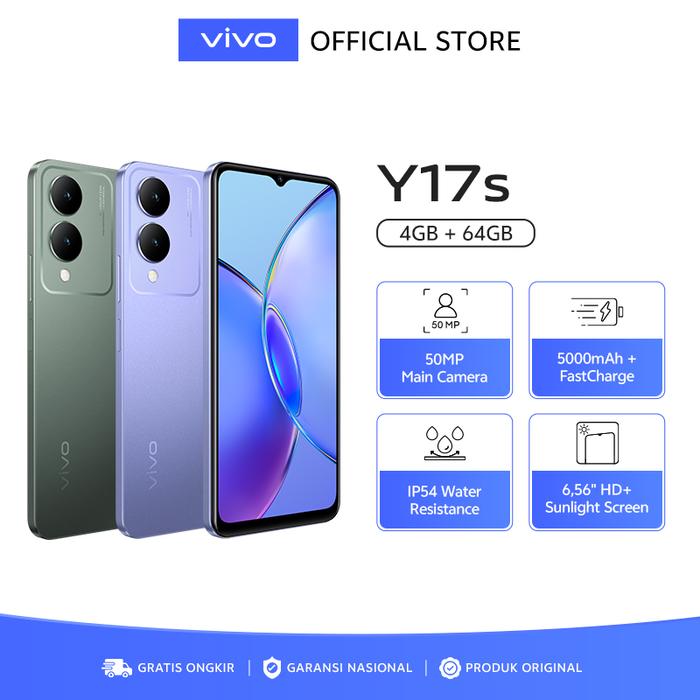 vivo Y17s (4/64) - 50MP Camera, 15W FlashCharge+5000mAH - Glitter Purple