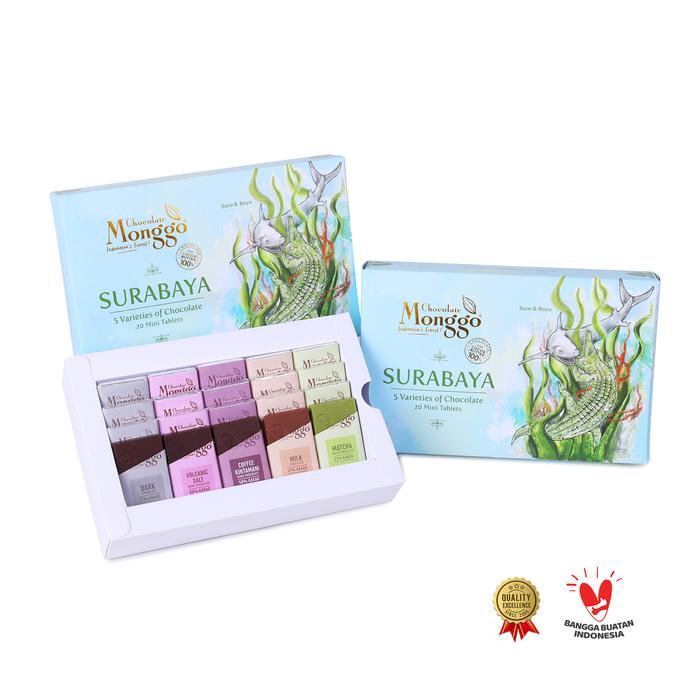 Gambar Chocolate Monggo | Oleh oleh Surabaya Cokelat Mix Flavours | Souvenir Khas Surabaya | Oleh oleh Indonesia - Surabaya Box dari Chocolate Monggo Indonesia undefined Tokopedia