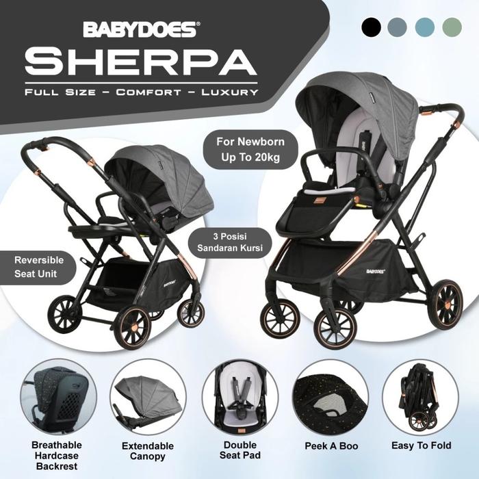 Gambar BABYDOES BABY STROLLER SHERPA - GREY dari ADEKMUNGIL BABYSHOP undefined Tokopedia