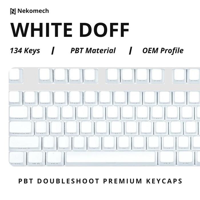 Gambar Nekomech White Doff Keycaps Sideprinted All White - PBT Doubleshoot OEM Profile Keycap Set dari Nekomech Store undefined Tokopedia