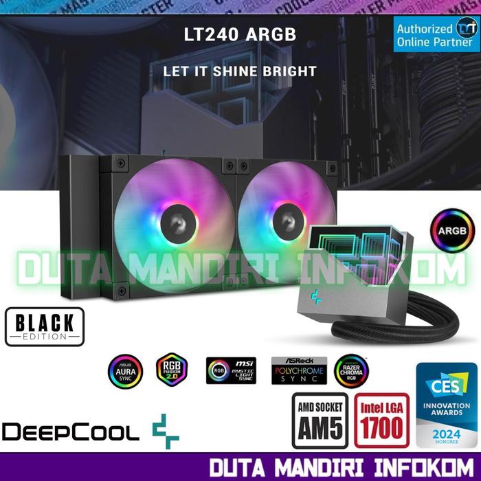 Gambar DeepCool LT240 LT360 ARGB - New Era High Performance AIO Liquid CPU Cooler I 5th Generation pump - LT240 - Black  dari Duta Mandiri Infokom Kota Administrasi Jakarta Pusat Tokopedia