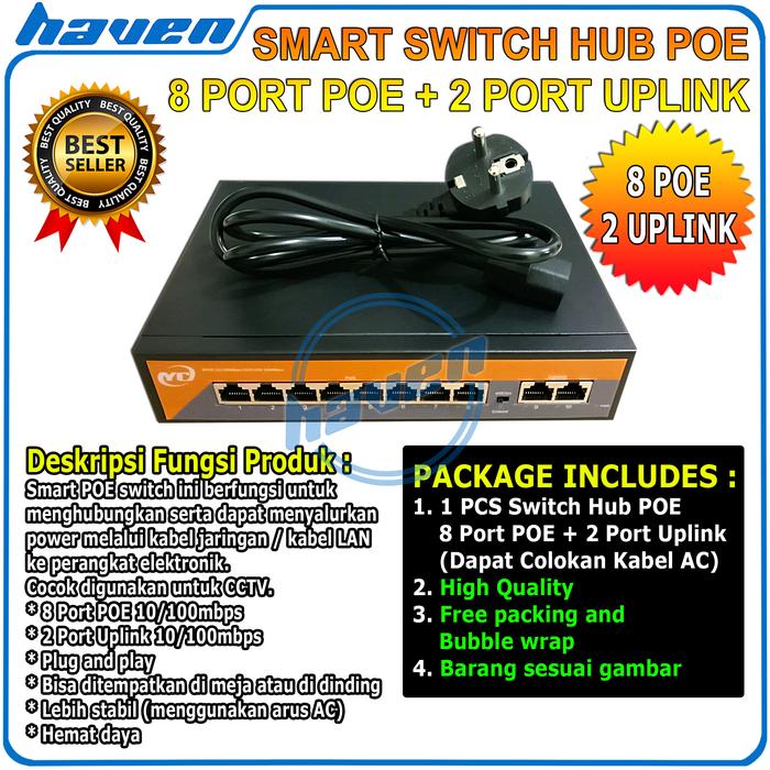 Gambar SWITCH POE 8 Port / POE SWITCH 8+2PORTS 10/100MBPS / SWITCH HUB POE - 8POE + 2UPLINK dari CCTV HAVEN undefined Tokopedia