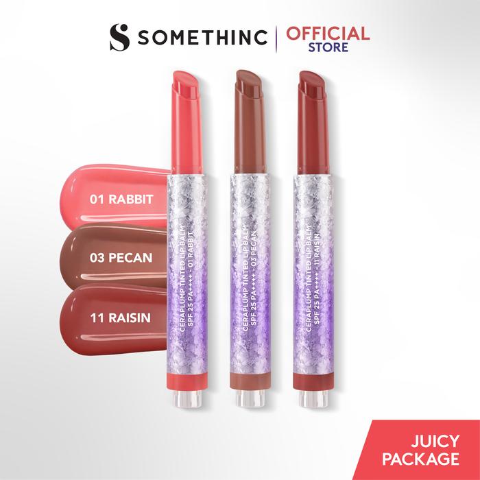Gambar SOMETHINC [3 PCS] Ceraplump Tinted Lip Balm SPF25 PA++++ - Warna Untuk Melembabkan & Memperkuat Lip Barrier | Glowy Finish, Untuk Bibir Terlihat Lebih Sehat & Plumpy - Juicy Package dari Somethinc undefined Tokopedia