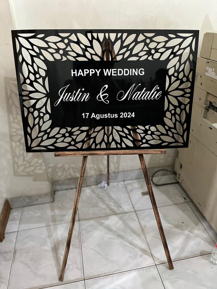 Gambar PAPAN AKRILIK UCAPAN HAPPY WEDDING | BISA CUSTOM DESAIN SENDIRI - Hitam dari Clocca Toko undefined Tokopedia