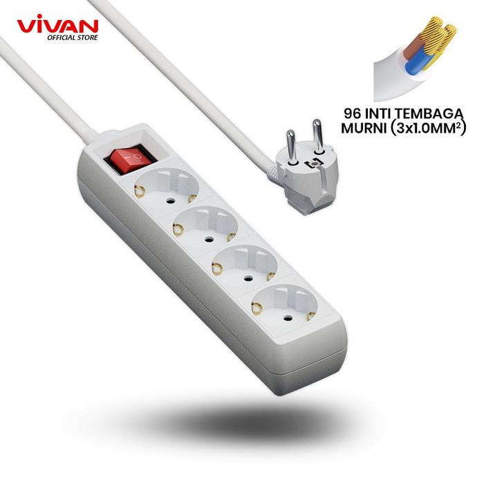 Gambar Saklar Listrik Stop Kontak Socket 3-5 Slot VIVAN - Colokan Listrik Kabel Inti Tembaga - H002A (4 Slot) dari ACOME IOT INDONESIA undefined Tokopedia