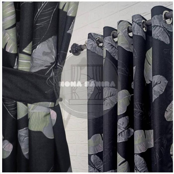 Gambar Bonus Gorden Jendela Pintu Mmalis Model Smokering Motif Rocket Anak - DAUN HITAM, TINGGI 150CM dari Andikah House undefined Tokopedia