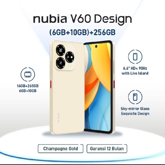 Gambar zte nubia v60 6/256 ram 6/256gb garansi resmi - gold dari ALTIScommunication undefined Tokopedia