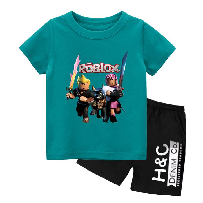 Gambar SET Kaos Pendek Anak Anak Gambar ROBLOX #9 Usia 1 -11 Tahun - Hijau Tosca , 2 dari Momo Ceria undefined Tokopedia