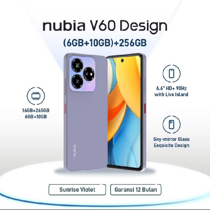 Gambar zte nubia v60 6/256 ram 6/256gb garansi resmi - Ungu dari ALTIScommunication undefined Tokopedia