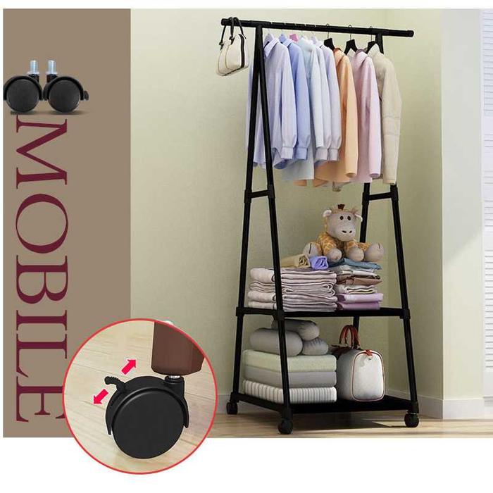 Gambar Hanger Gantungan Baju Rak Berdiri Multifungsi 55x42x160cm dari Aufaa Mart undefined Tokopedia