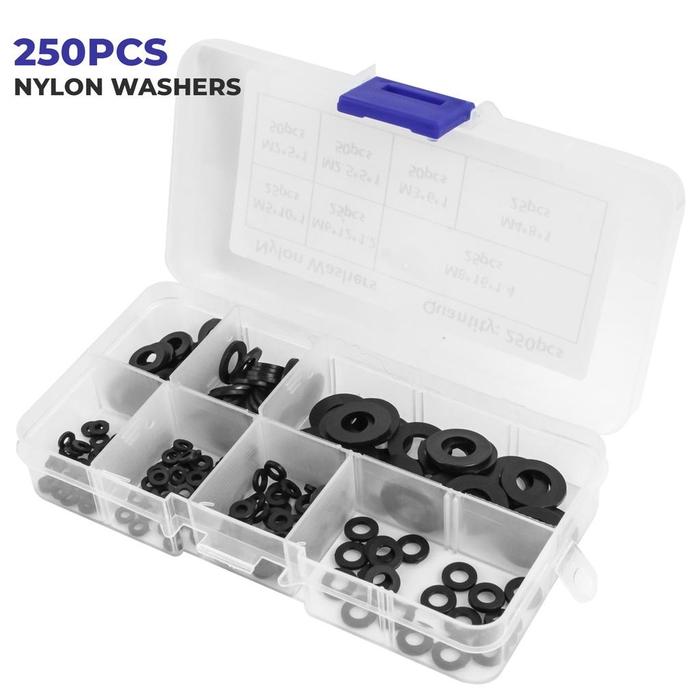 Gambar Ring Nylon Washer Plactik Flat Nylon Washer Set 250Pcs -6605 - NYLON WASHERS dari Twendy Calya undefined Tokopedia