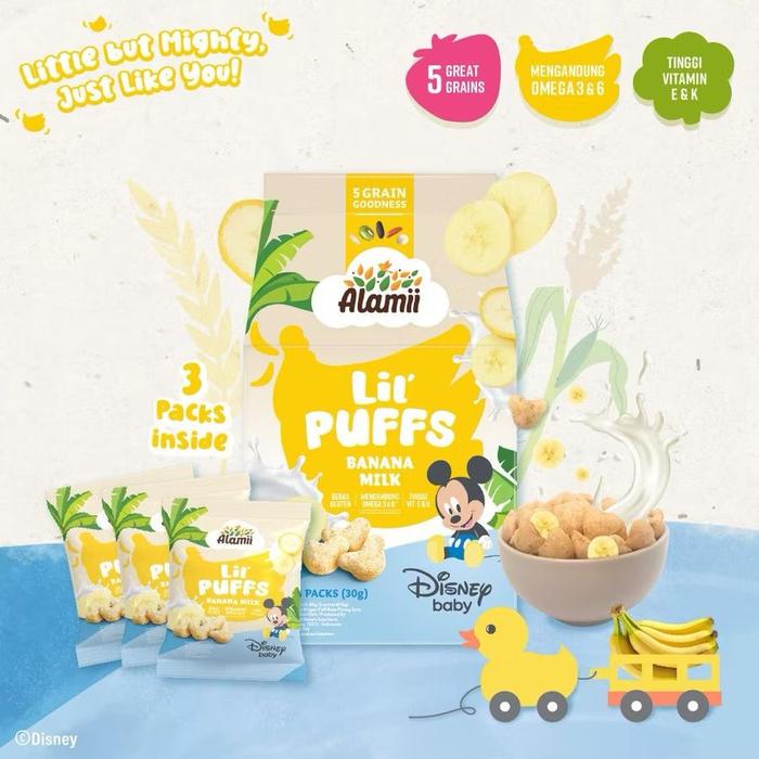 Gambar ALAMII PUFFS HEALTHY SNACK ANAK 25GR | CEMILAN BISKUIT MPASI BAYI - Banana Milk, AlamiLillPuff dari Holajev undefined Tokopedia