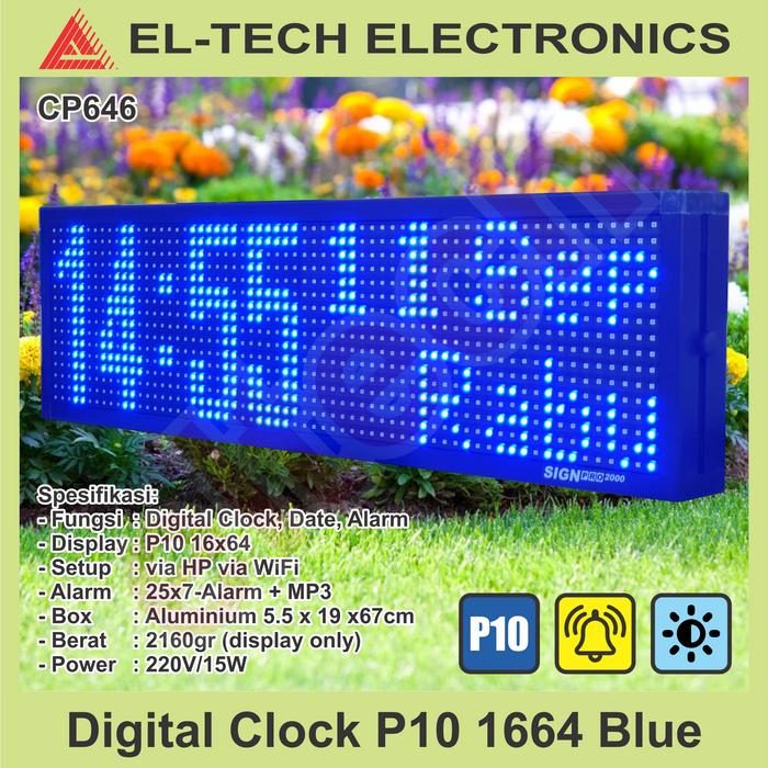 Gambar P10 1664 LED Digital Clock Jam Dinding Meja Alarm Tanggal Wall Desk - Biru dari ELTECH online undefined Tokopedia