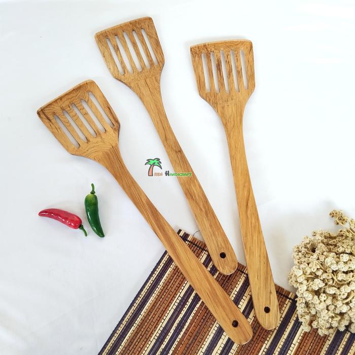 Gambar spatula kayu jati - Spatula Model 1 dari Aren Handicraft undefined Tokopedia