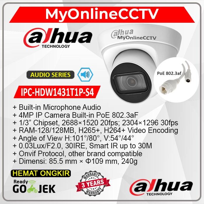 Gambar IPC-T1B40P-L DAHUA EZ-IP CAMERA CCTV Indoor 4MP PoE Resmi 3Th - HDW1431T1 dari MyOnlineCCTV undefined Tokopedia