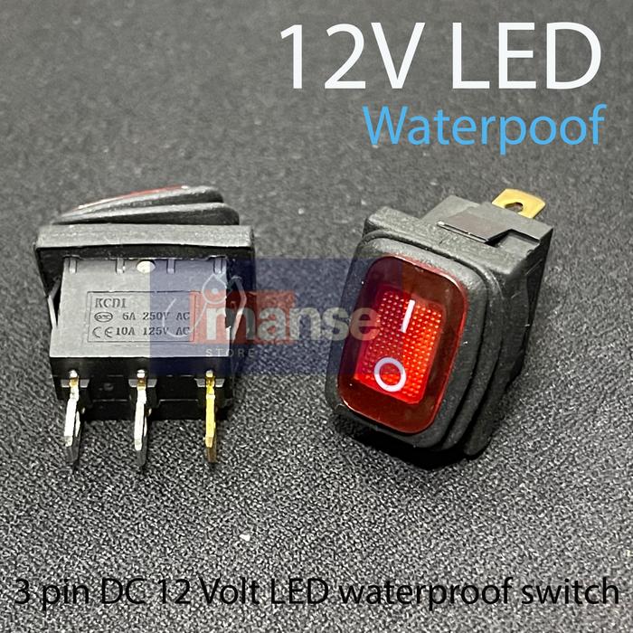 Gambar Saklar Waterproof Kecil Lampu DC 12V 3 Pin On Off / Rocker Switch Anti Air 3 Kaki DC 12 Volt - Merah dari manse.store undefined Tokopedia