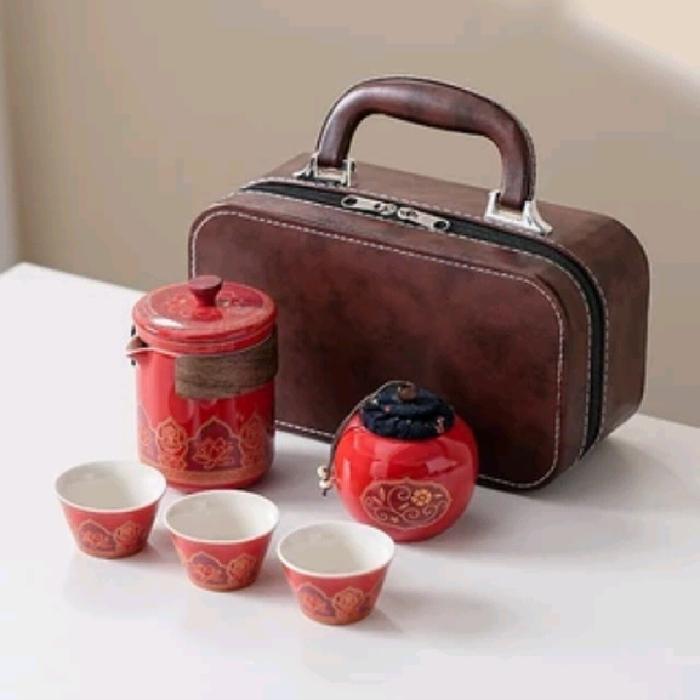 Jual TEA SET GIFT SET PREMIUM KERAMIK/ HAMPERS KADO SET UNIK - Merah ...