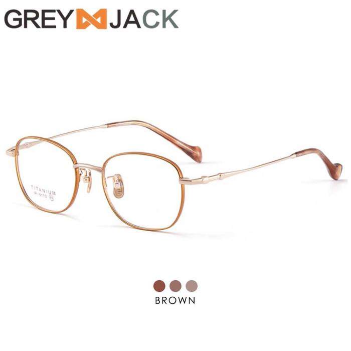 Gambar Grey Jack Frame Kacamata Titanium Model Kotak Kecil Fashion Style Bisnis Simple Pria Wanita Bisa Minus 6110 - BROWN, FRAME SAJA dari Grey Jack Eyewear undefined Tokopedia