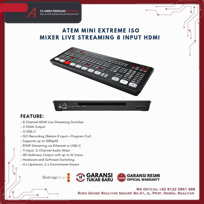 Gambar Blackmagic Design ATEM MINI EXTREME | ATEM MINI EXTREME ISO Mixer Live Streaming 8 Input - EXTREME ISO dari Blackmagicdesignsmg undefined Tokopedia