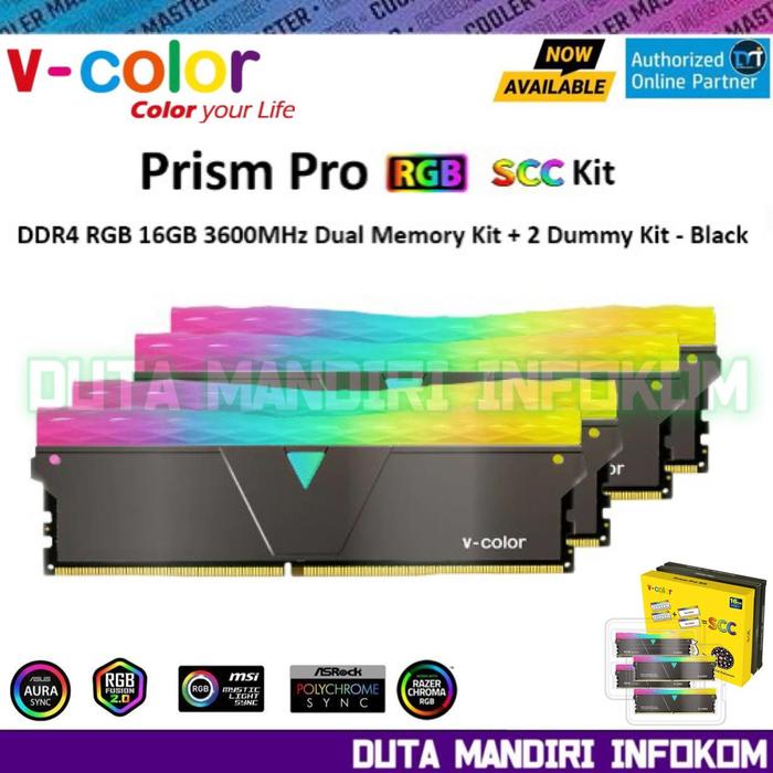 Gambar V Color Prism PRO RGB DDR4 16GB PC28800 3600Mhz (2x8GB) - SCC Kit RAM - Black Edition  dari Duta Mandiri Infokom undefined Tokopedia
