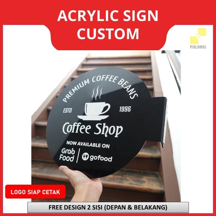 Gambar SIGNAGE ACRYLIC CUSTOM AKRILIK SIGN BOARD CETAK LOGO TOKO 2 SISI - Tulisan Hitam dari Polaris Laser Malang undefined Tokopedia