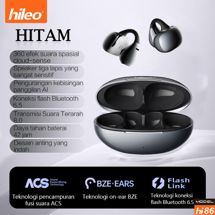 Gambar 【Hileo】Hi86 Gaya baru earphone bluetooth/Earphone Telinga Terbuka Bluetooth 5.4 0lahraga Konduksi - Hitam dari Rumah Beruntung undefined Tokopedia
