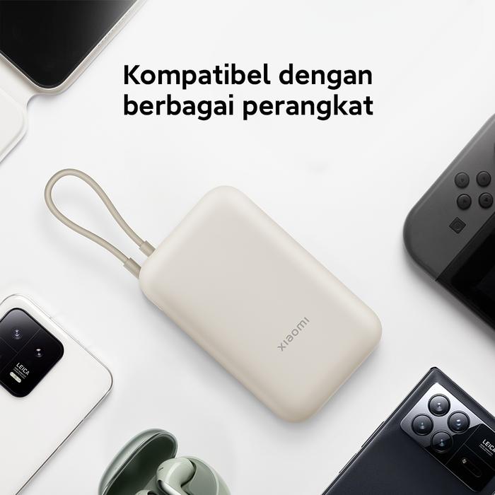 Xiaomi Power Bank 10000mAh | Kabel Daya Terintegrasi | Ringkas| Kompatibel Berbagai Perangkat | USB Type-C | Sembilan Lapis Perlindungan [Official Store] - Tan - Gambar 4