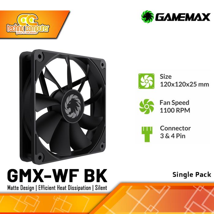 Gambar FAN CASING GAMEMAX GMX-WF - 120mm Single Pack Fan - Hitam dari Techno Computer Bali Kota Denpasar Tokopedia