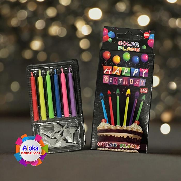 Gambar 2 Model Korea Style Lilin Api Warna-Warni / Lilin Kue Ulang Tahun - 1 SET 6PCS dari Aloka Baking Shop undefined Tokopedia