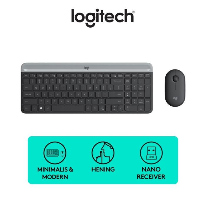 Gambar Logitech MK470 Combo Keyboard dan Mouse Wireless Ultra Slim - Hitam dari JnJ Online undefined Tokopedia
