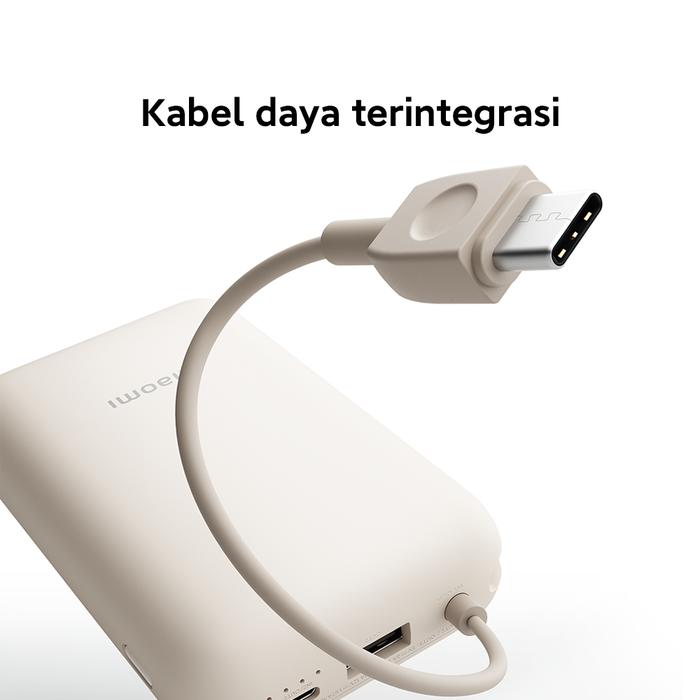 Xiaomi Power Bank 10000mAh | Kabel Daya Terintegrasi | Ringkas| Kompatibel Berbagai Perangkat | USB Type-C | Sembilan Lapis Perlindungan [Official Store] - Tan - Gambar 3