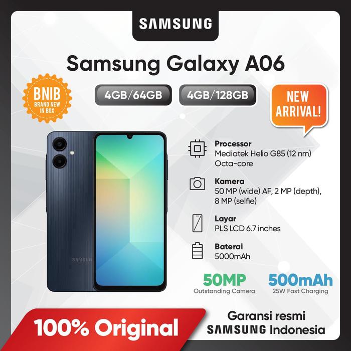 Gambar Samsung Galaxy A06 4/64GB 4/128GB Garansi Resmi Samsung Indonesia - Black, 4/128 dari Samsung Store Mall Taman Anggrek undefined Tokopedia