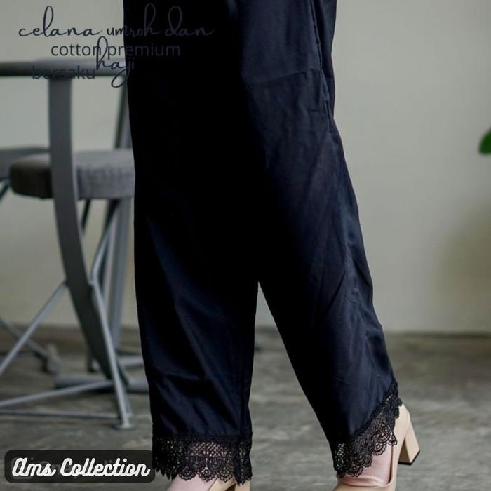 Gambar Celana Umroh Haji Wanita Bahan Katun Premium Bersaku Renda Mewah - Hitam, Standar dari ams_collection8 undefined Tokopedia