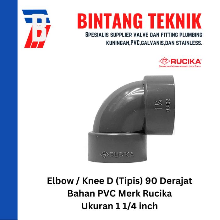 Gambar Elbow / Knee PVC Rucika 1 1/4" Inch D (Tipis) 90 / 45 Derajat - 90 Derajat dari Bintang Teknik Toko undefined Tokopedia