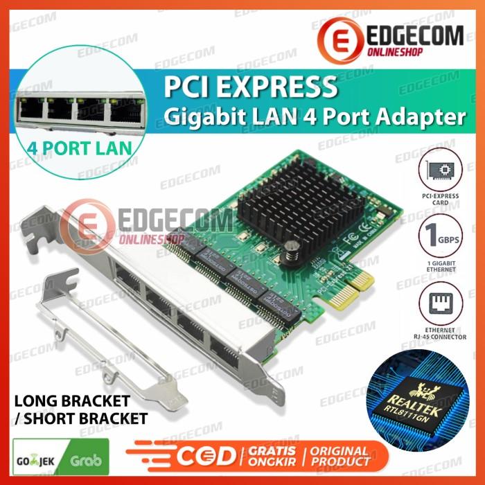 Gambar PCI Express PCIe Network Gigabit Ethernet LAN RJ45  2 port / 4 Port - 4 PORT dari Edgecom undefined Tokopedia