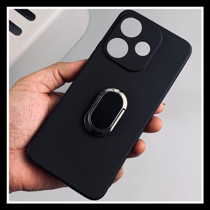 Gambar Xiaomi Redmi 13 4G / Poco M6 4G Case Macaron List Ring Original SoftCase Cover Silicone Stand Magnetic Casing Redmi13 - HITAM+RINGLONJG, XM REDMI 13 4G. dari Markas acc 88 undefined Tokopedia