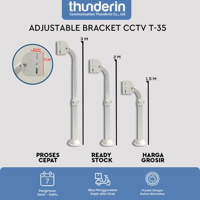Gambar Adjustable Bracket Tiang L CCTV, Ukuran 60 cm- 1,2 meter - 1.5-3METER dari Thunderin undefined Tokopedia