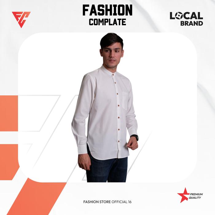 Gambar Baju Kemeja Koko Pria Lengan Panjang Fashion Salman Premium Jumbo - Broken White, XXXL dari Fashion Project Terlengkap undefined Tokopedia