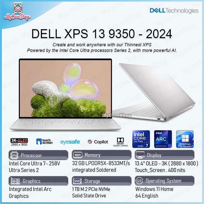 Gambar DELL XPS 13 LAPTOP 9350 ULTRA 7 258V 32GB RAM 1TB SSD INTEL ARC GRAPHICS 13" OLED 3K TOUCH SCREEN - PLATINUM dari MYCOMSHOP undefined Tokopedia