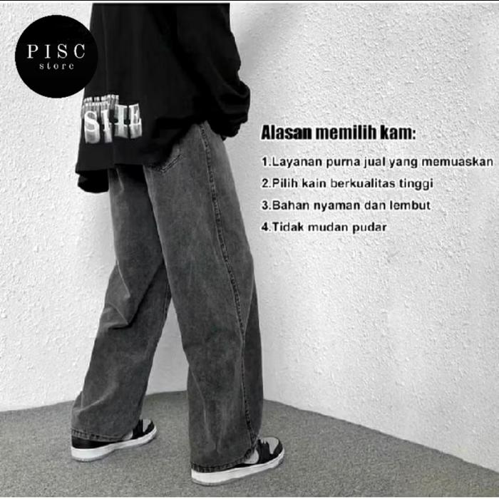 Gambar Celana Jeans washed loose fit panjang standart reguler loose fit - Hitam Snow, 31 dari PISC-STORE undefined Tokopedia