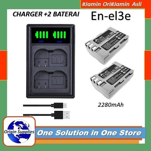 Gambar Paket Charger Double Slot + Battery For Nikon En-El3e / El3 ( 2280mAh ) Nikon D70 D80 D90 D200 D300 D700 - CHG+2 BAT dari OriginSupplies undefined Tokopedia