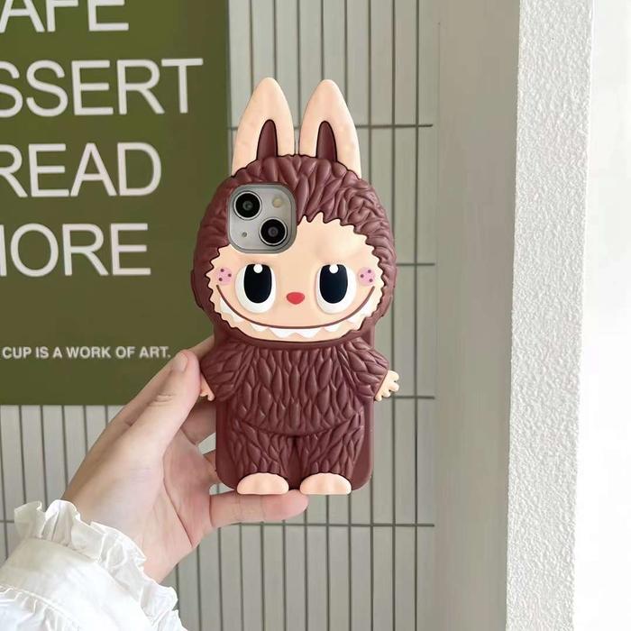 Gambar Cute Cartoon 3D Bubble Matt Labubu Doll Silicone Phone Soft Case For iPhone 15 Pro Max/14/13 - BROWN, IP 15 PRO MAX dari i-case undefined Tokopedia