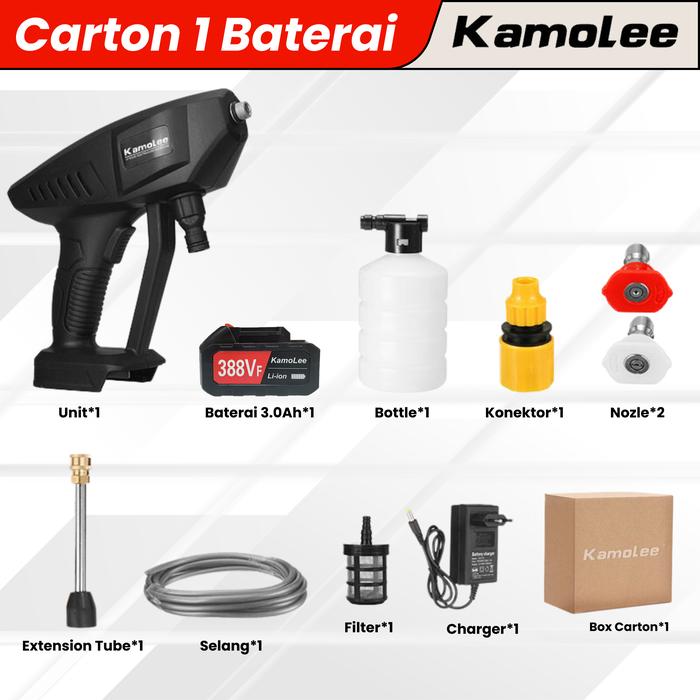 Gambar KAMOLEE 70 Bar - Jet Cleaner Cordless Portable | alat mesin cuci mobil Motor | penyemprot air baterai - Karton 1Batre dari Greattools Shop undefined Tokopedia