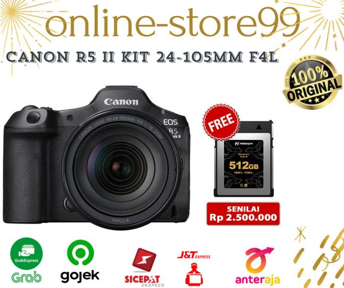 Canon Eos R5 Ii Kit 24-105mm F4l Mirrorless Camera Canon R5 Mark Ii 24-105  Mm F4l Garansi Resmi