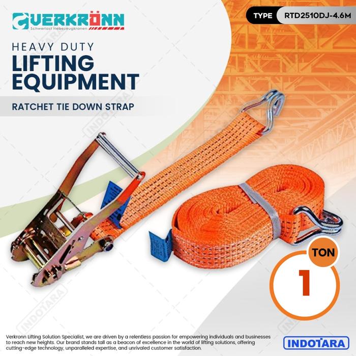 Gambar Ratchet Tie Down Strap / Tali Pengikat Barang / Motor Truk - Verkronn - RTD2510DJ-4.6M dari PT. Indotara Persada undefined Tokopedia